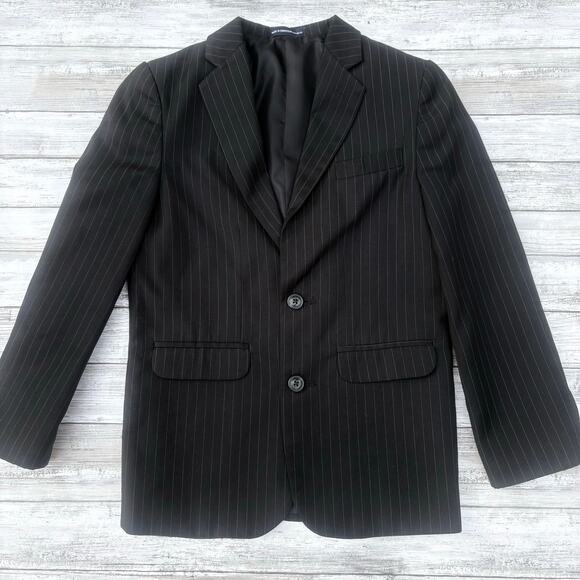 Chaps Blazer Boys Kids Sz 10 Regular Black Pinstripe Two Button Single Breasted - Picture 2 of 11